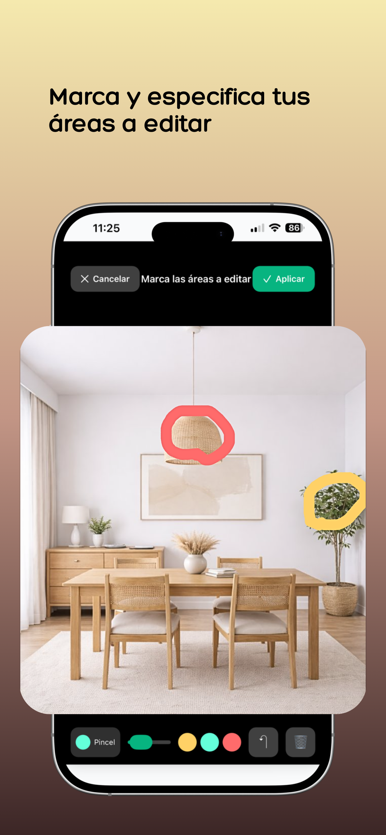 Marca áreas específicas para editar