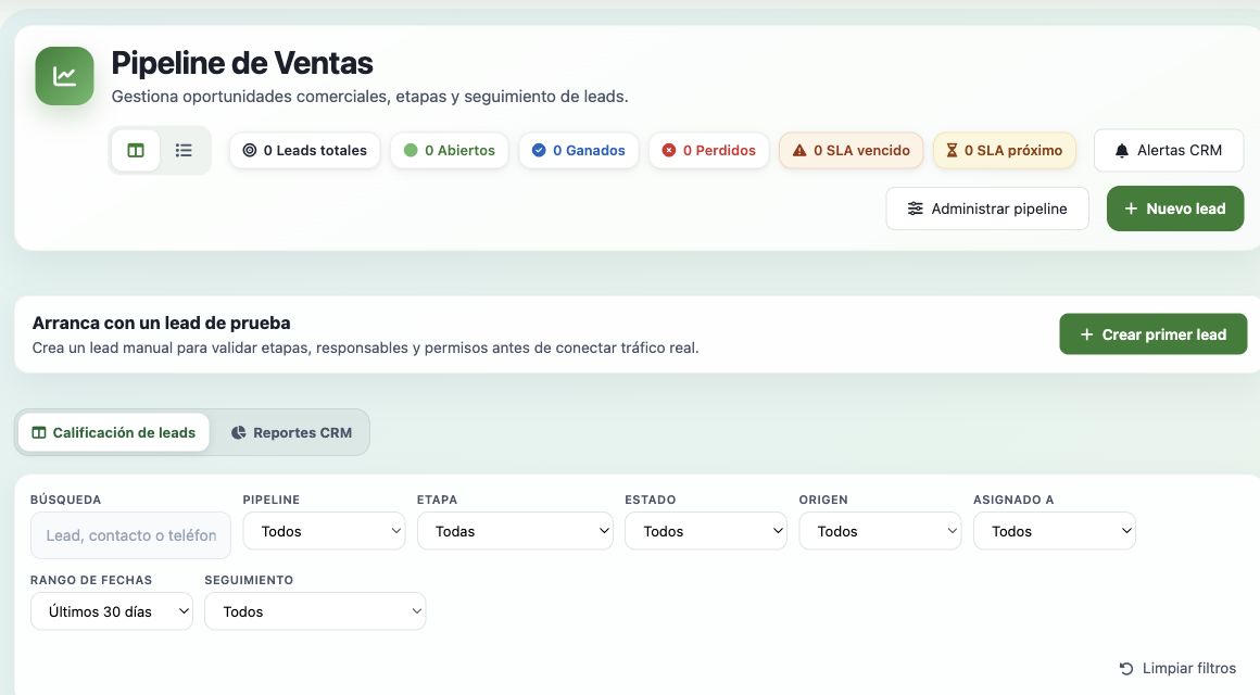 Pipeline CRM de Auraava